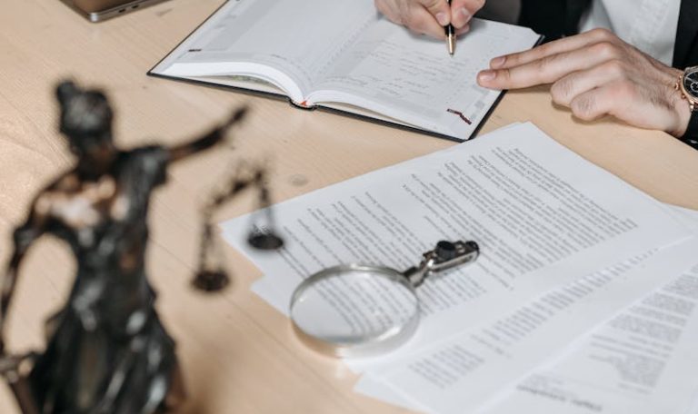 A Man Writing on a Notebook